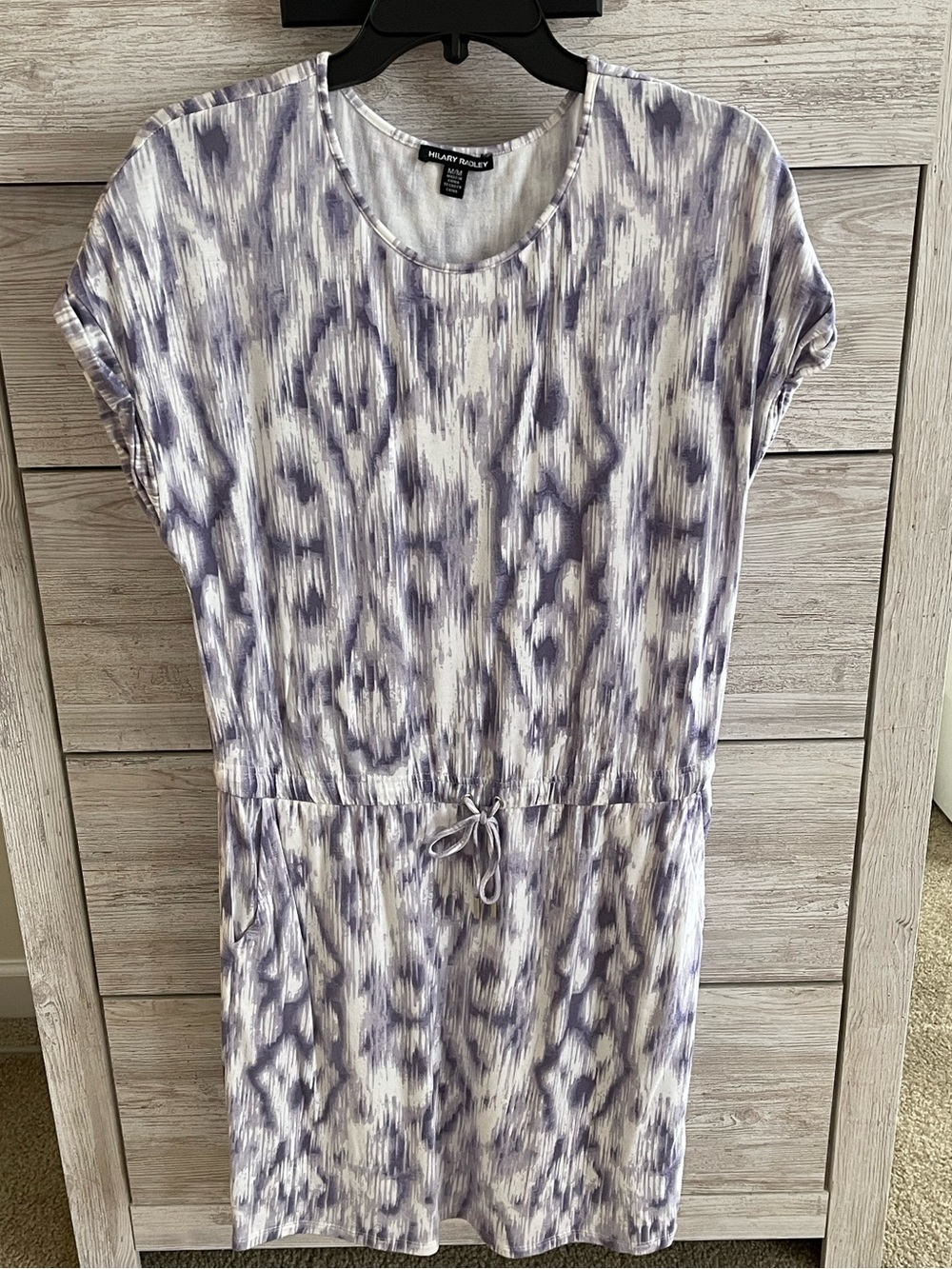 Hilary Radley Purple and White Sheath Dress with Dolman Sleeves medium pockets!